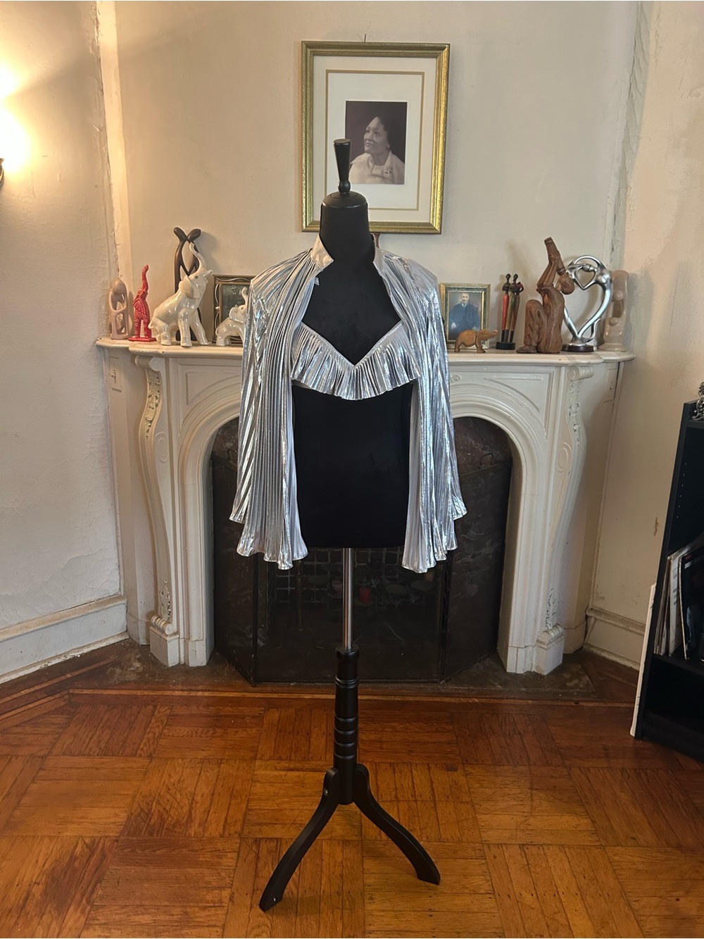 Savage X Fenty Silver Lame Fringe Tie-Shoulder Crop Top and bra
